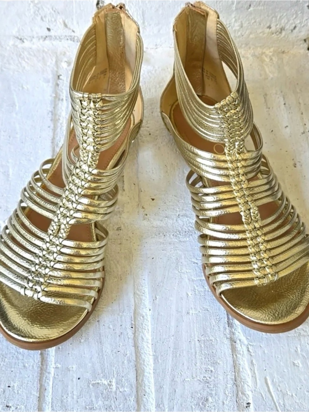 Aldo Metallic Gold Strappy Gladiator Sandals